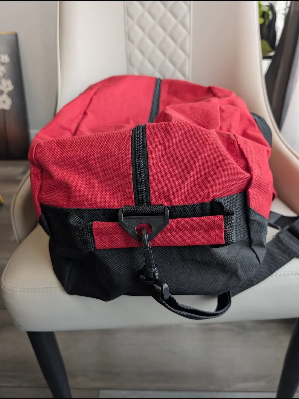 Red Fire Department Duffel Gym Bag with Black Accents